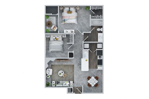 Floor plan for 2 beds, 1 bath, 920 sqft